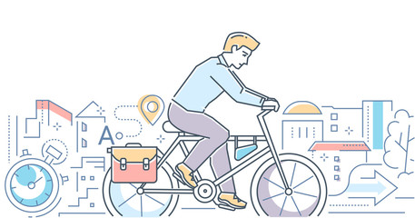 Cycling - colorful line design style vector illustration