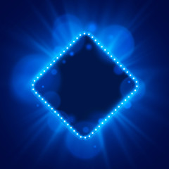 Obraz premium Neon frame light color blue on a bright background. Vector illustration