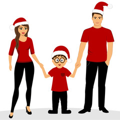 Christmas card. Christmas illustration with family. Isolated obj