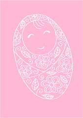 It's a girl, Baby shower illustration.