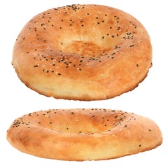 Round bread, Georgian pita isolated on white background