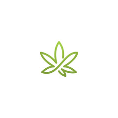 Marijuana Line Leaf Icon Logo Design Template Element Vector