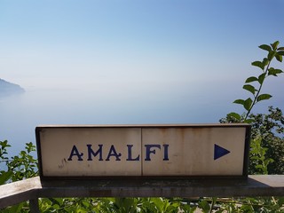 Amalfi path sign in Ravello on Amalfi Coast