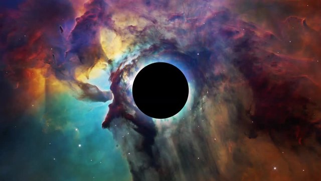 Gravitational lensing near a black hole, elements of this image furnished by NASA, CENTERED.