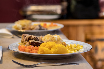 Plate of food closeup.