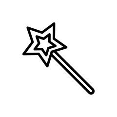 Christmas magic wand decoration line icon
