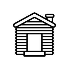 Christmas winter wood house line icon