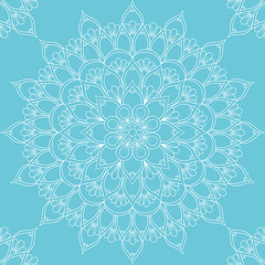 Seamless pattern with mandala ornament. Hand drawn illustration