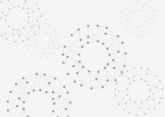 Abstract background global polygonal with dots and lines. Vector social network and connecting concept.