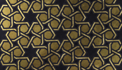 Islamic decorative pattern with golden artistic texture.