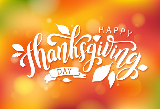 Happy thanksgiving. Hand drawn text Lettering card. Vector illustration.