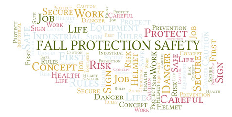 Obraz premium Fall Protection Safety word cloud.