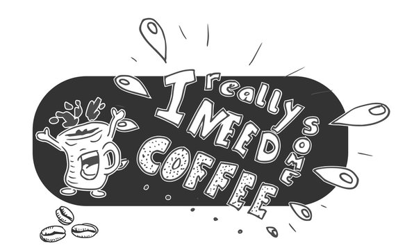 Illustratie - handlettering koffie