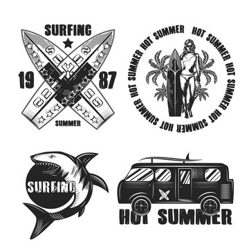 set of graphic images on the subject of surfing