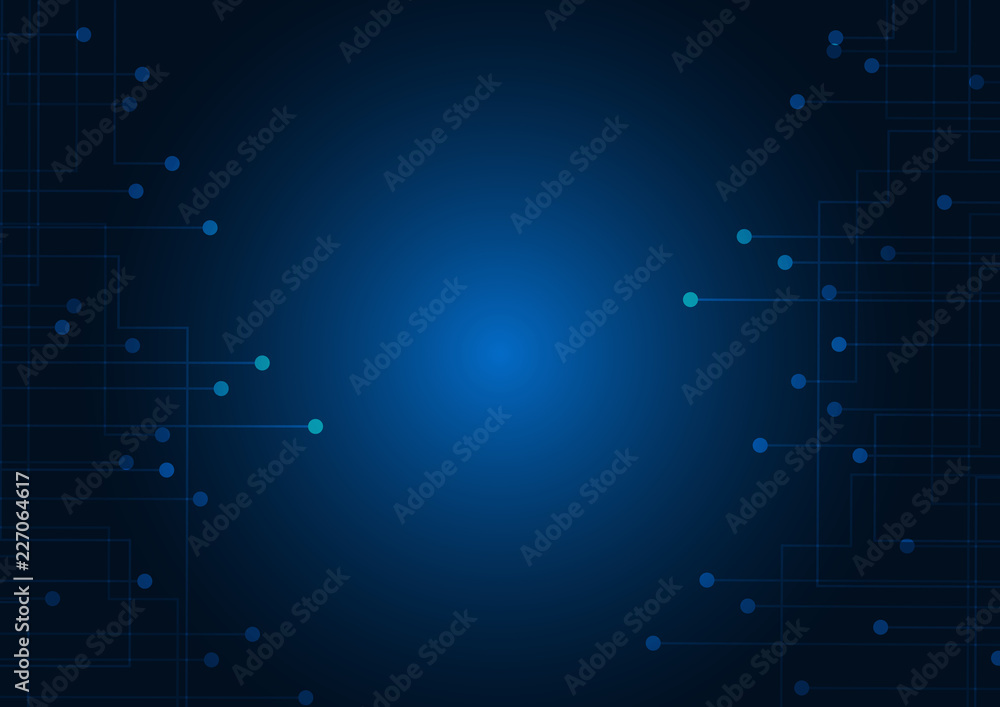 Wall mural abstract background blue color technology concept. vector illustration dots and lines social network