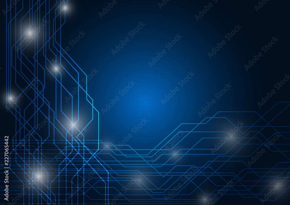 Wall mural abstract background blue color technology concept. vector illustration dots and lines social network