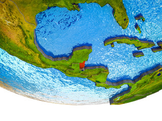 Belize on 3D Earth with divided countries and watery oceans.