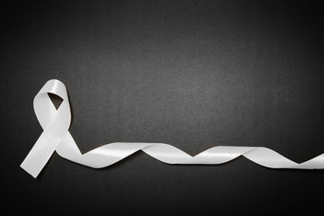 lung cancer ribbon, white ribbon, respiratory cancer control symbol