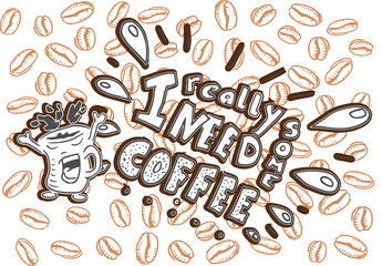 Koffie illustratie cartoon koffie mok - obrazy, fototapety, plakaty