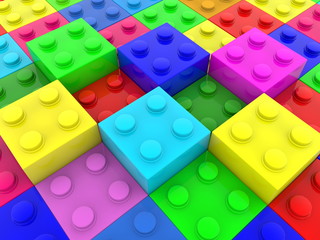Different color playing bricks