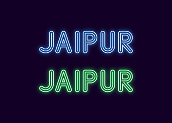 Neon name of Jaipur city in India