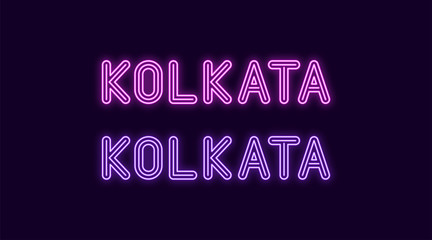 Neon name of Kolkata city in India