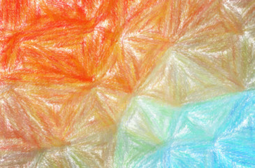 Illustration of orange and blue  Wax Crayon with low coverage paint background, digitally generated.