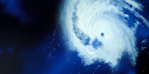 Fototapeta premium Extremely detailed and realistic high resolution 3D illustration of a Hurricane. Shot from Space. Elements of this image are furnished by Nasa.