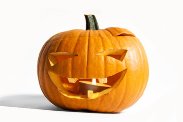Big Smiling Halloween Pumpkin with candle in Mouth