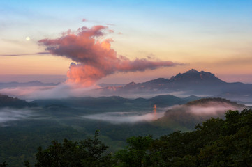 Mountain landscape with fog.