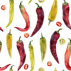 Hot chili pepper vector pattern