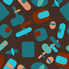 Geometric figures of blue colors on a dark gray