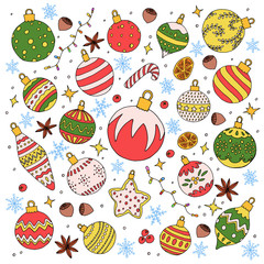 Collection of different christmas balls