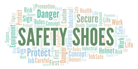 Obraz premium Safety Shoes word cloud.