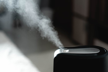 The steam from the humidifier in the night