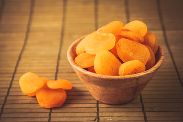 Dried apricots in the bowl