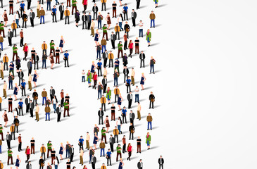 Large group of people in number 3 three form. Vector background