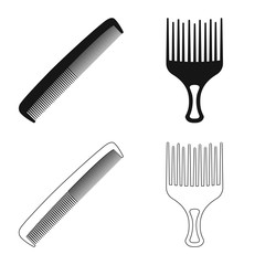 Vector design of brush and hair symbol. Set of brush and hairbrush vector icon for stock.