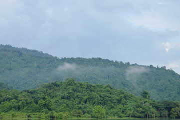 landscape of cloud floating on mountain peak