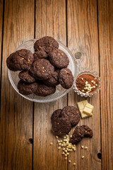 homemade chocolate cookies with cocoa and white chocolate