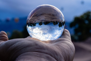 Hot air balloons in crystal ball