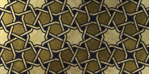 Fototapeta premium Islamic decorative pattern with golden artistic texture.