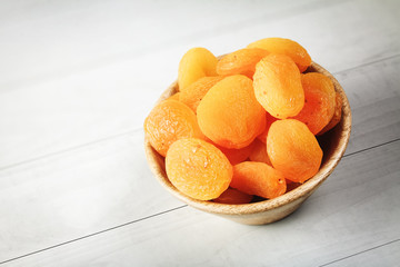 Dried apricots in the bowl