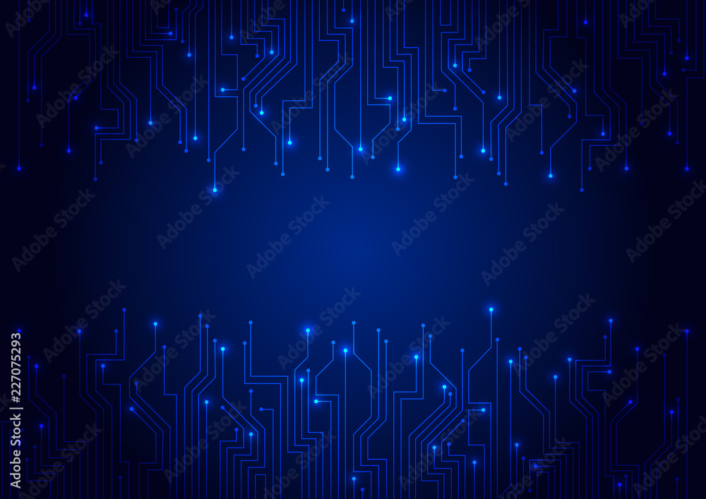 Wall mural abstract background blue color technology concept. vector illustration dots and lines social network