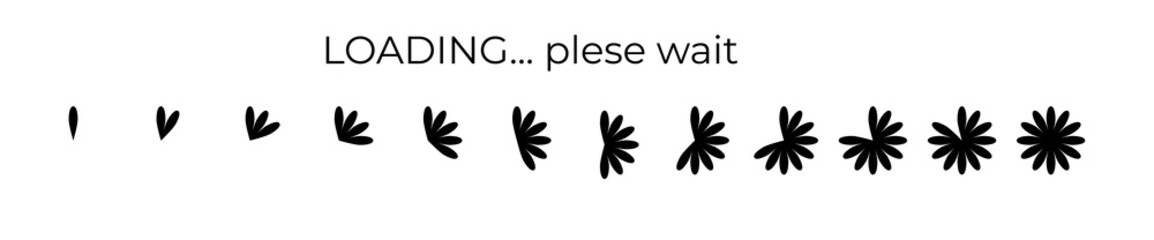 Obraz premium Flower silhouette loading spinner icon for animation and motion graphics.