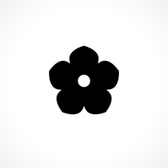 Black flower plant icon. Floral glyph sign. Herbal silhouette.
