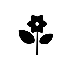 Simple flower icon with six petals. Isolated black glyph