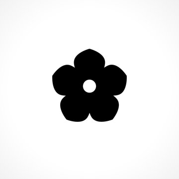 Black flower plant icon. Floral glyph sign. Herbal silhouette.