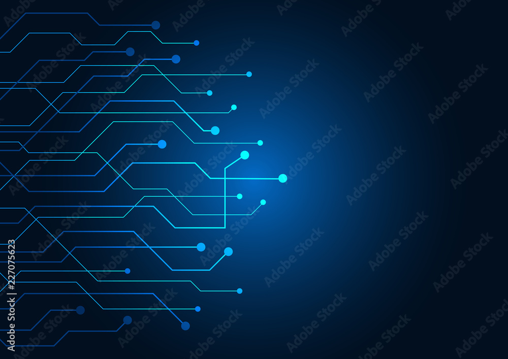 Wall mural abstract background blue color technology concept. vector illustration dots and lines social network