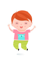 Colorful childish character boy cartoon. Vector illustration.